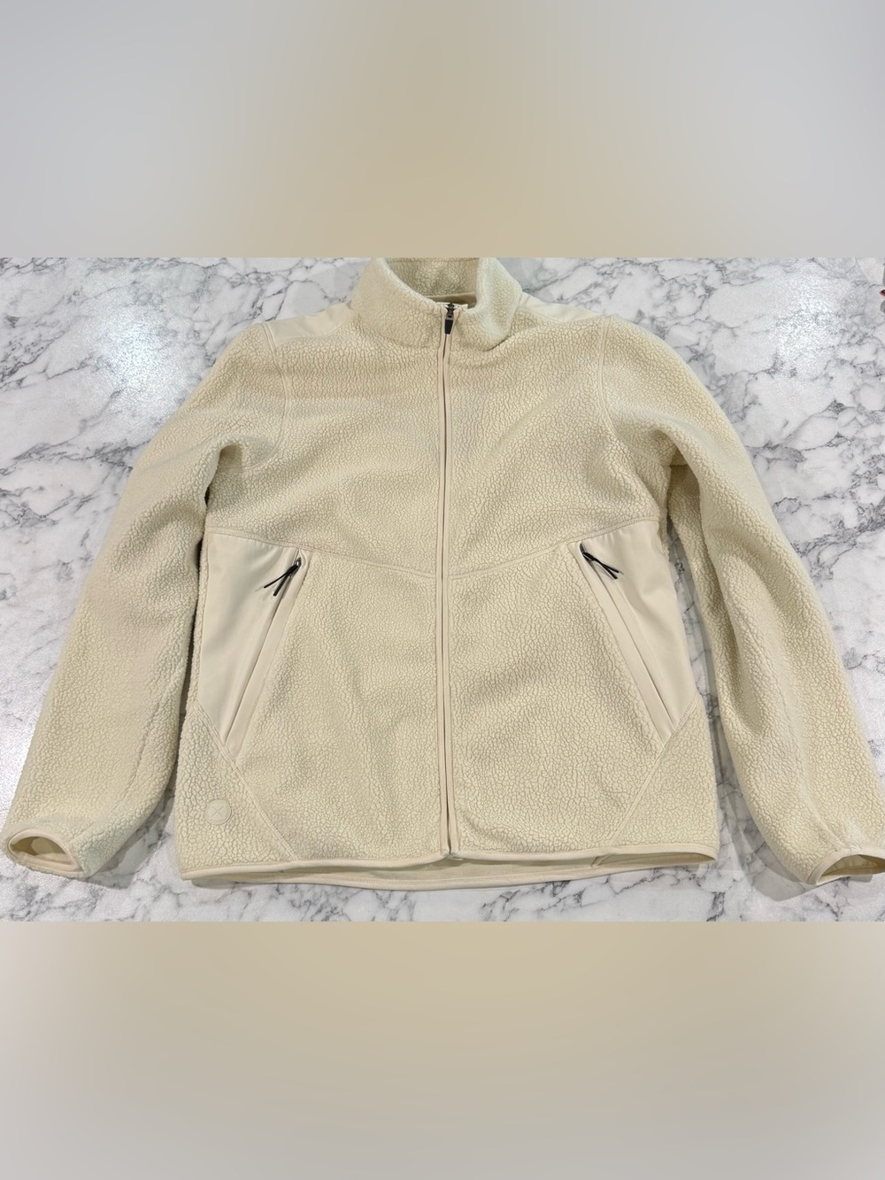 CUTS Fleece Polartec Full Zip Jacket Cream White Mens Sz large
